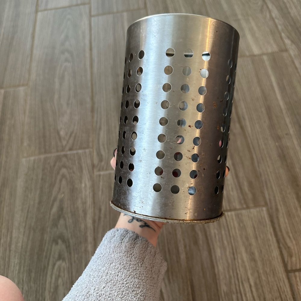 🔥3 for $5 Mainstays Silver Circle Perforated Kitchen Utensil Holder